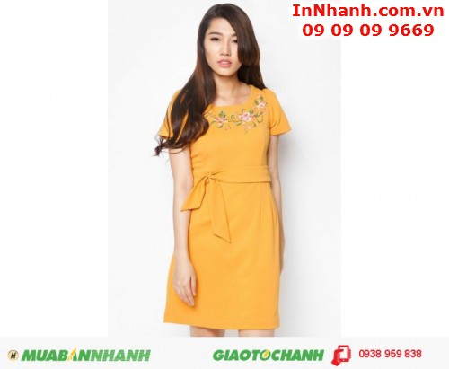 Đầm công sở phối màu đính nơ thời trang